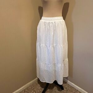 Grey Bandit Off White Boho Tiered Lined Full Skirt, size M